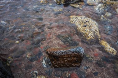 Farklı ve benzersiz kırmızı beach Santorini, Yunanistan