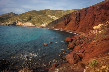Farklı ve benzersiz kırmızı beach Santorini, Yunanistan