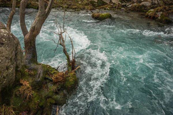 Мальовничий гірський осінній пейзаж з річкою і водоспадами, P — стокове фото