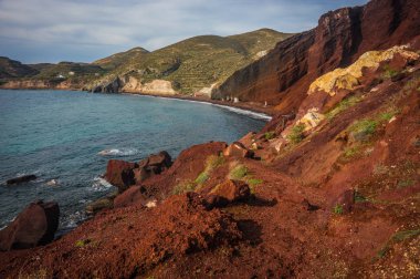 Farklı ve benzersiz kırmızı beach Santorini, Yunanistan