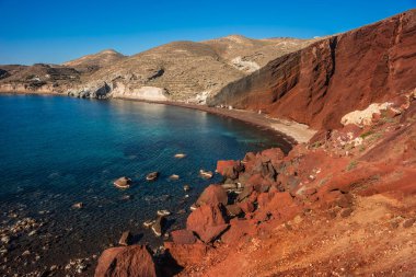 Farklı ve benzersiz kırmızı beach Santorini, Yunanistan