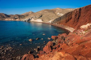 Farklı ve benzersiz kırmızı beach Santorini, Yunanistan