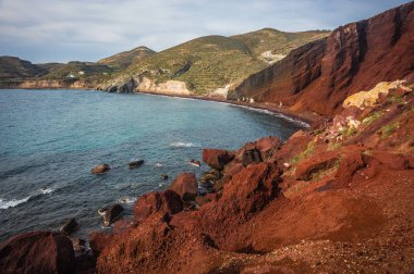 Farklı ve benzersiz kırmızı beach Santorini, Yunanistan