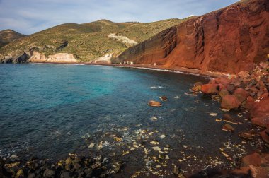 Farklı ve benzersiz kırmızı beach Santorini, Yunanistan