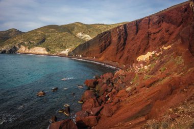 Farklı ve benzersiz kırmızı beach Santorini, Yunanistan