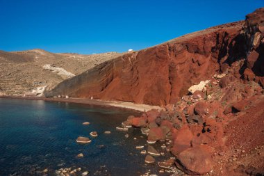 Farklı ve benzersiz kırmızı beach Santorini, Yunanistan