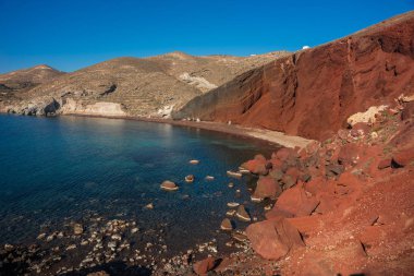 Farklı ve benzersiz kırmızı beach Santorini, Yunanistan