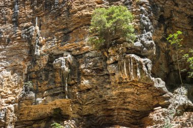 Çekici güzel özgün taş duvarları gorge Panta Vrexei, Yunanistan