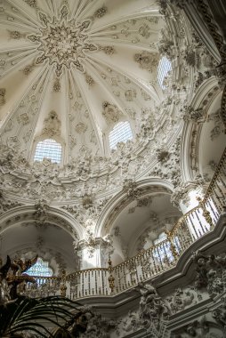 Beautiful details of white church in Priego de Cordoba, Spain clipart