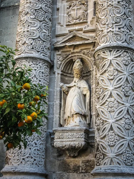 Catedral y naranjas en Jerez de la Frontera — Foto de Stock