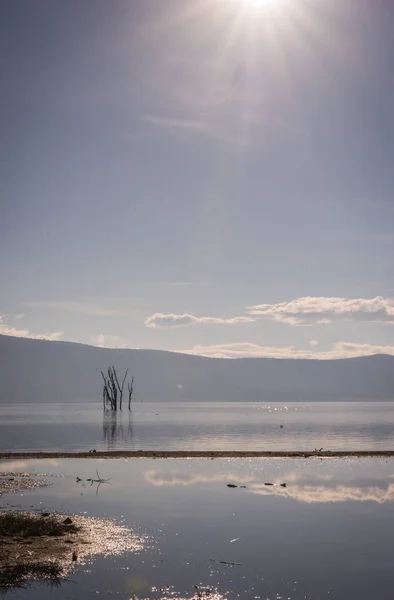 Pemandangan indah ke danau Nakuru dari sudut pandang di atas bukit — Stok Foto