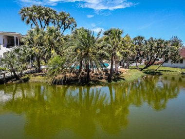 Yeşil nehir, Kenya yansımaları ile pitoresk manzara