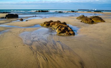 Güzel ve eşsiz deniz manzarası Castelejo Beach, Portekiz