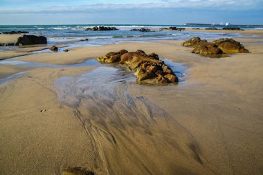 Güzel ve eşsiz deniz manzarası Castelejo Beach, Portekiz