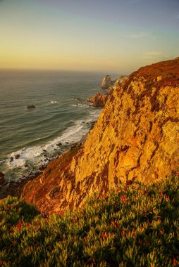 Cabo da Roca Portekiz, güzel gün batımı