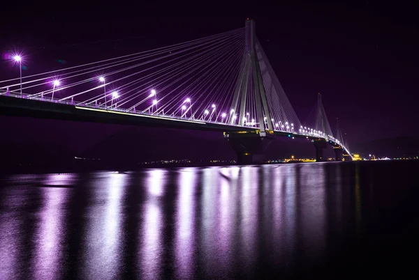 Pont Rio-Antirio la nuit, Grèce — Photo