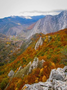 Leon eyaletinde güzel sonbahar dağ manzara, Castill