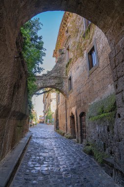 Lazio, İtalya 'da Civita di Bagnoregio' da şehir manzarası