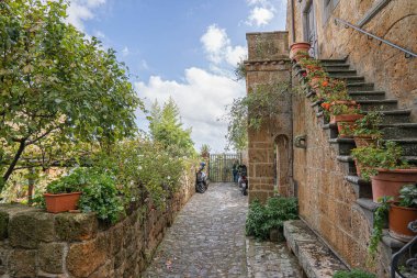 Lazio, İtalya 'da Civita di Bagnoregio' da şehir manzarası