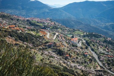 Yunanistan 'ın Parnassus kenti yakınlarındaki resimli dağ manzaraları