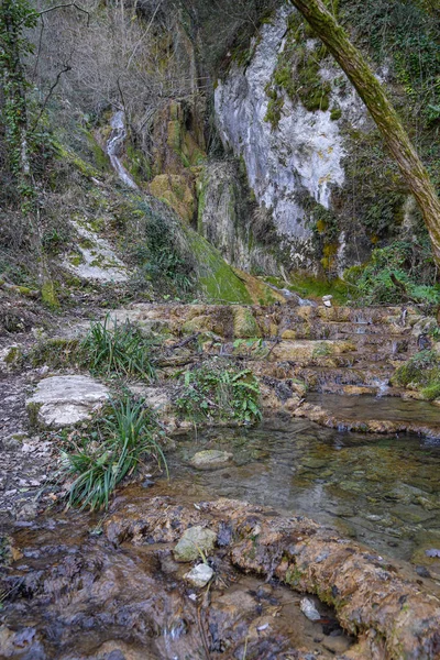 Живописный лесной пейзаж возле водопада Вальлокчи в Кастеле — стоковое фото
