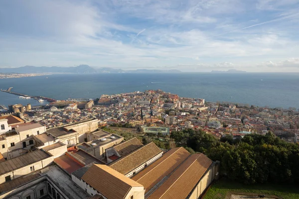 Vista Ciudad Nápoles Mar Desde Punto Vista Fortaleza Sant Elmo — Foto de Stock