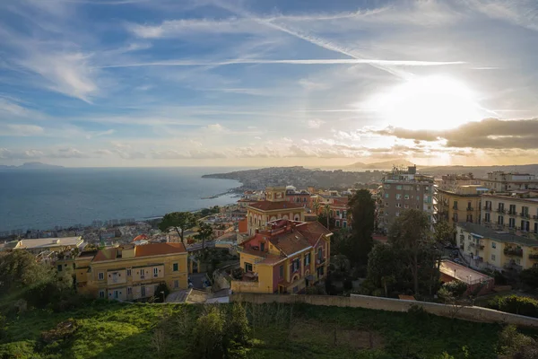 Vista Ciudad Nápoles Mar Desde Punto Vista Fortaleza Sant Elmo — Foto de Stock