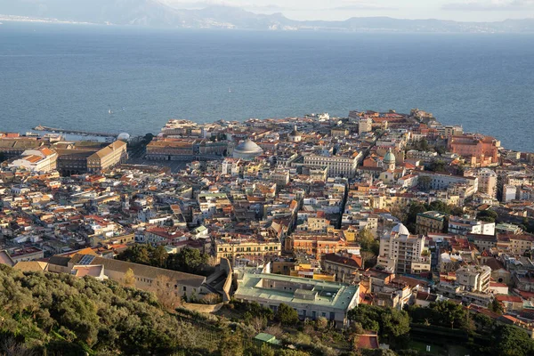 Vista Ciudad Nápoles Mar Desde Punto Vista Fortaleza Sant Elmo — Foto de Stock