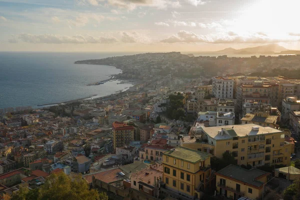 Vista Ciudad Nápoles Mar Desde Punto Vista Fortaleza Sant Elmo — Foto de Stock