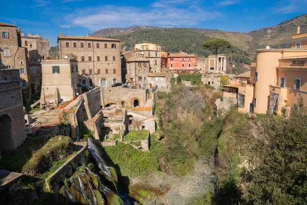 Watervallen Stad Tivoli Bij Villa Gregoriana Lazio Italië — Stockfoto