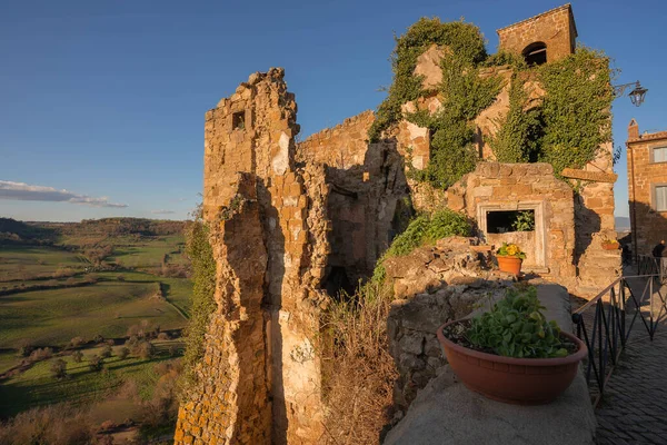 Afbeelding Van Stad Celleno Bij Zonsondergang Lazio Italië — Stockfoto