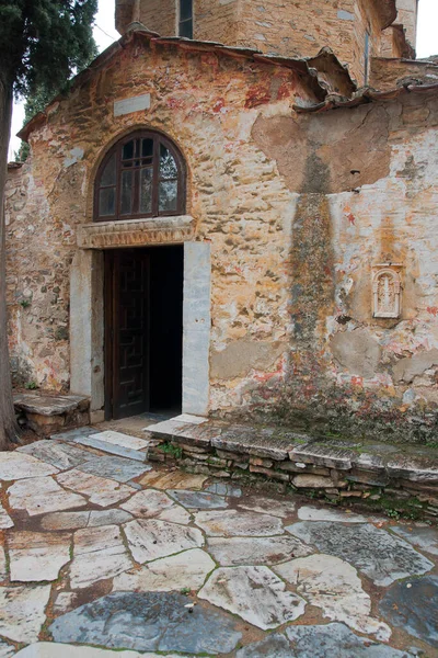 Ruïnes Van Het Oude Klooster Van Kesariani Bergen Bij Athene — Stockfoto