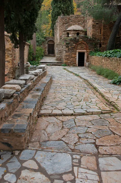Ruiner Det Antika Klostret Kesariani Bergen Nära Aten Grekland — Stockfoto