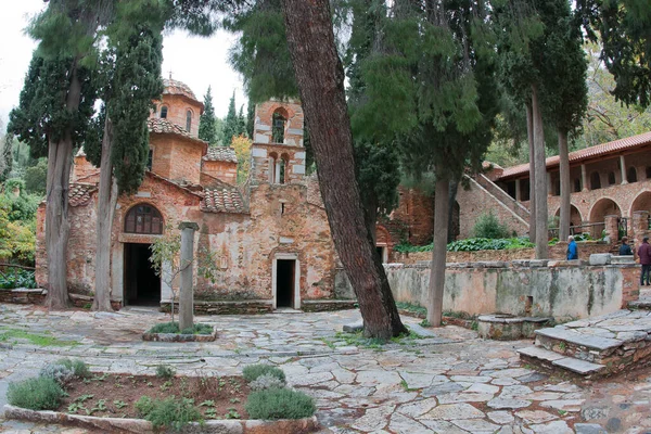 Ruins Ancient Monastery Kesariani Mountains Athens Greece — Stock Photo, Image