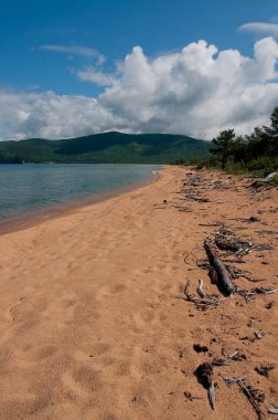 Rusya 'nın Irkutsk bölgesindeki Baykal Gölü' nün kumlu kıyıları