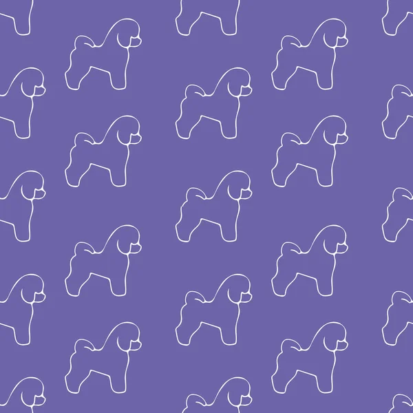 Dog seamless pattern Bichon Frise repeat background vector illustration. Dog breeds, grooming.