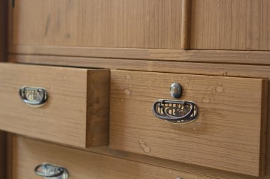 Yumuşak odak bavulluk açık çekmece.