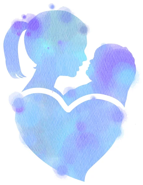 Double exposure illustration. Side view of mother holding adorab — Stock Photo, Image