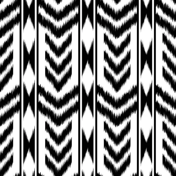 Design de padrão sem costura preto e branco ikat para tecido — Fotografia de Stock