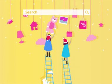 Her yerden alışveriş online. Düz tasarım konsepti web zekâ
