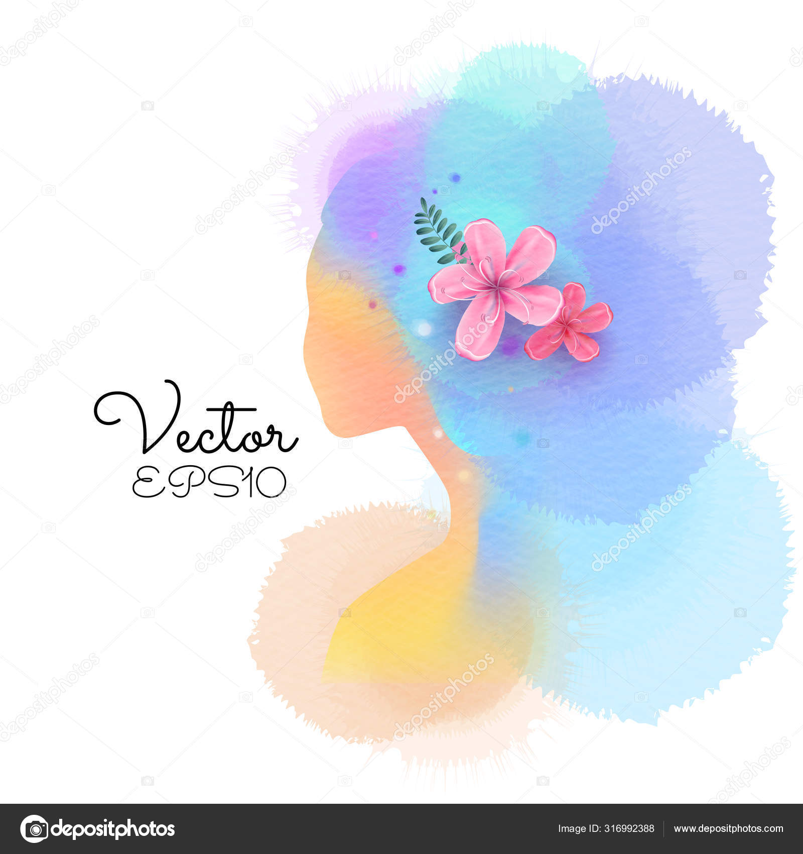 Illustration Woman Beauty Salon Silhouette Abstract Watercolor Fashion Logo Digital Stock Vector Image By ©Kittikornph #316992388