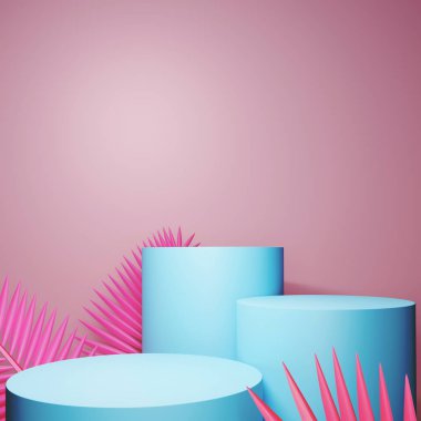 Soyut geometrik podyum arka planı, modelle, boş minimalist boş gösteri şablonu, sanat deco dükkânı görüntüsü, pastel renkler. 3d hazırlayıcı.