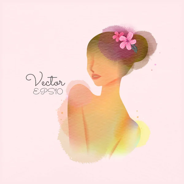 Ilustração Silhueta Salão Beleza Mulher Mais Aquarela Abstrata Logotipo Moda — Vetor de Stock