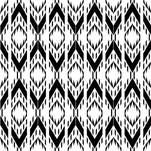 Modèle Sans Couture Ikat Noir Blanc Pour Tissu Vecteur Eps10 — Image vectorielle