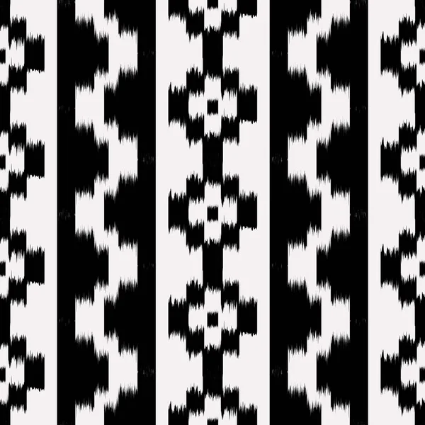 Black White Ikat Seamless Pattern Design Fabric Vector Eps10 — Stock Vector