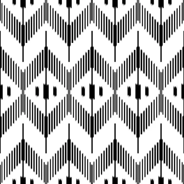 Black White Ikat Seamless Pattern Design Fabric Vector Eps10 — Stock Vector