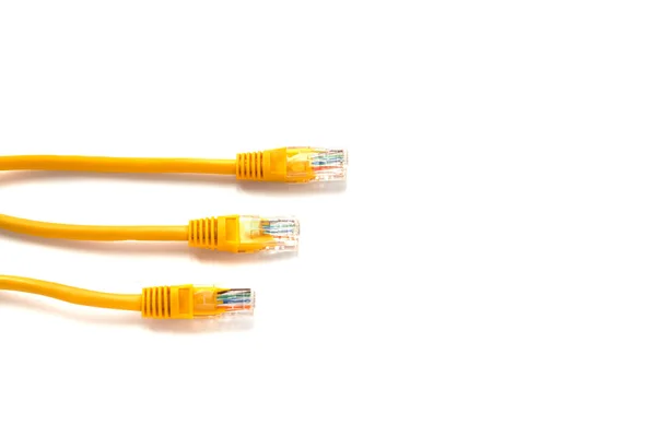 Kabel Patch Kuning Dengan Rj45 Untuk Jaringan Lan — Stok Foto