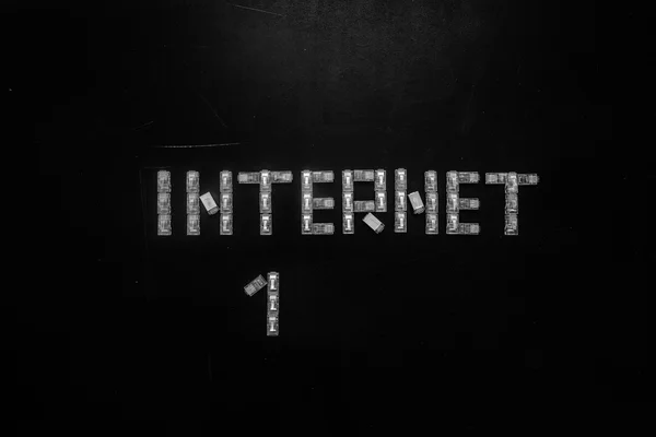 Parola Internet Numerale Fatta Connettori Rj45 Lan Isolati Sfondo Nero — Foto Stock