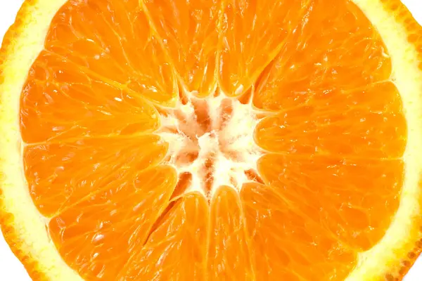 Macro bild av mogen apelsin. Orange närbild. Isolerade. — Stockfoto