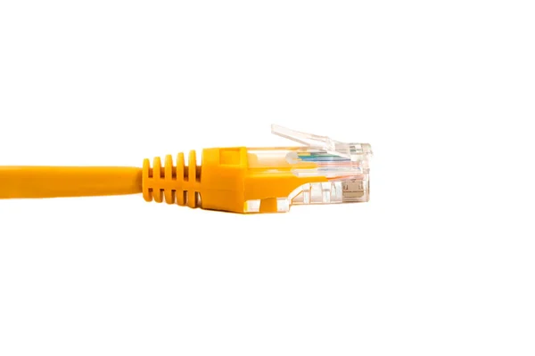 Hoofd in (hoofd rj45), kabelnetwerk, Rj45, sluit. Geïsoleerd. Close-up — Stockfoto